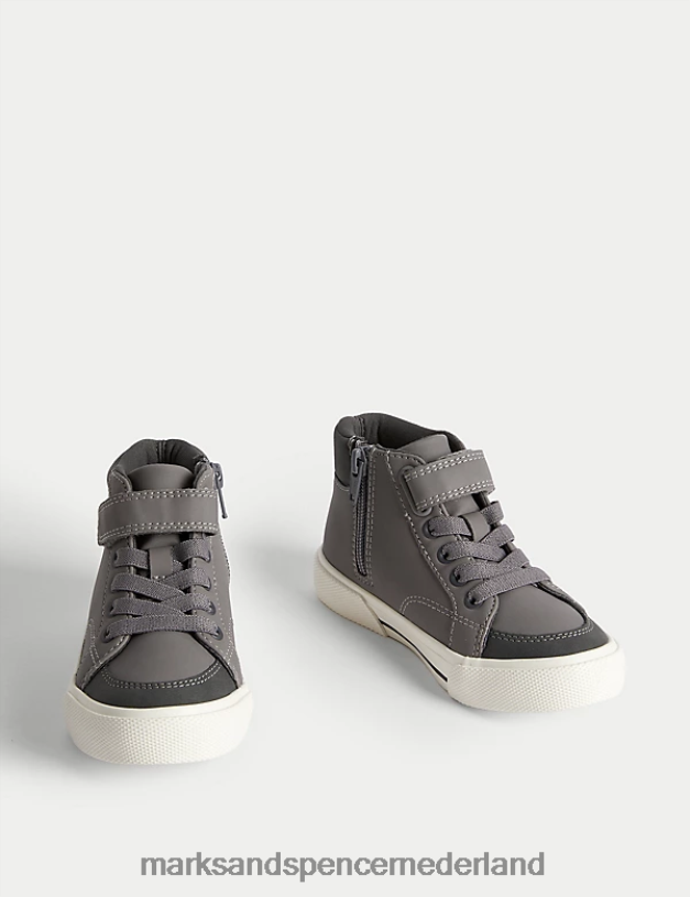 Marks & Spencer kinderen hoge sneakers met riptape dinosaurussen grijs schoenen N8VZP7862