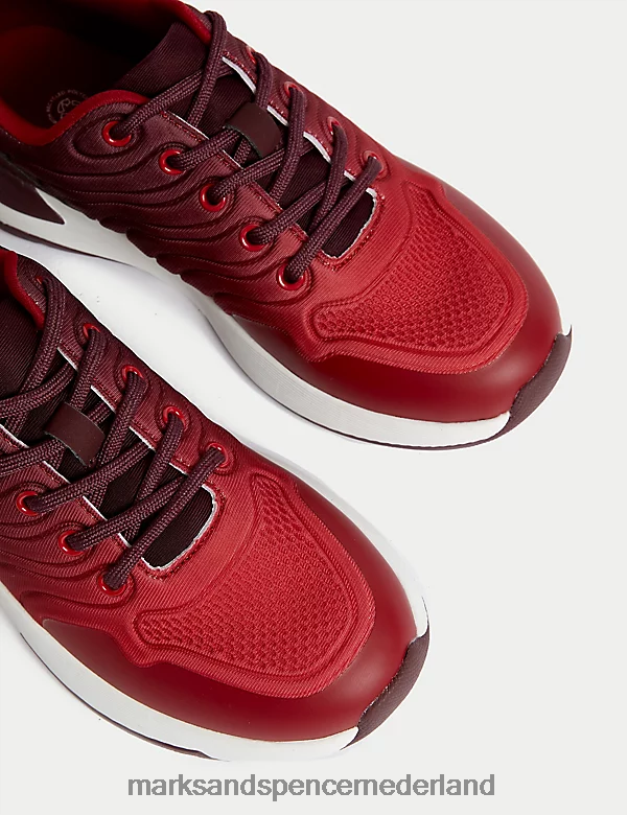Marks & Spencer kinderen sport trainers rode mix schoenen N8VZP8124