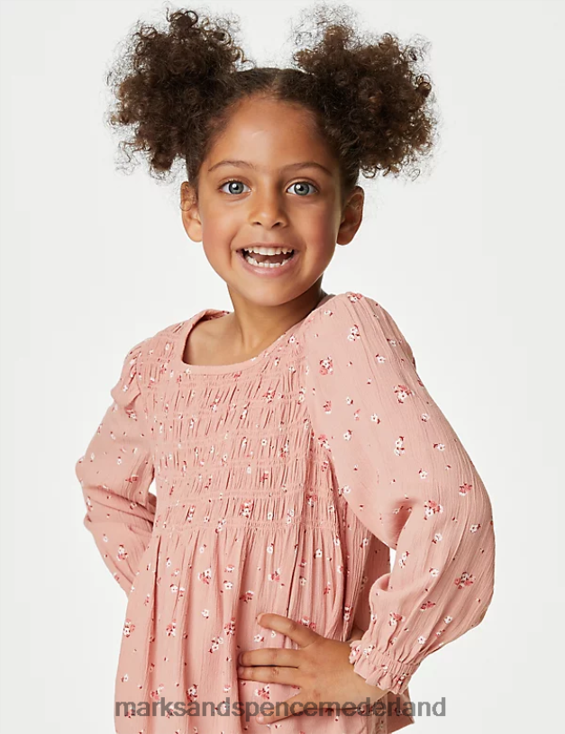 Marks & Spencer kinderen gebloemde blouse roze mix kleding N8VZP9115