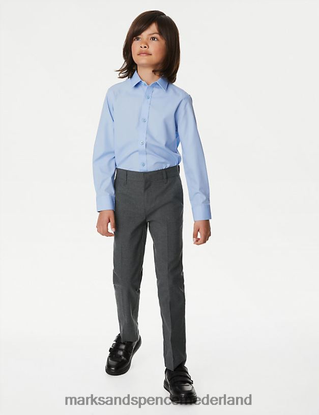 Marks & Spencer kinderen 2-delige schoolbroek met smalle pijpen en smalle taille grijs kleding N8VZP8345