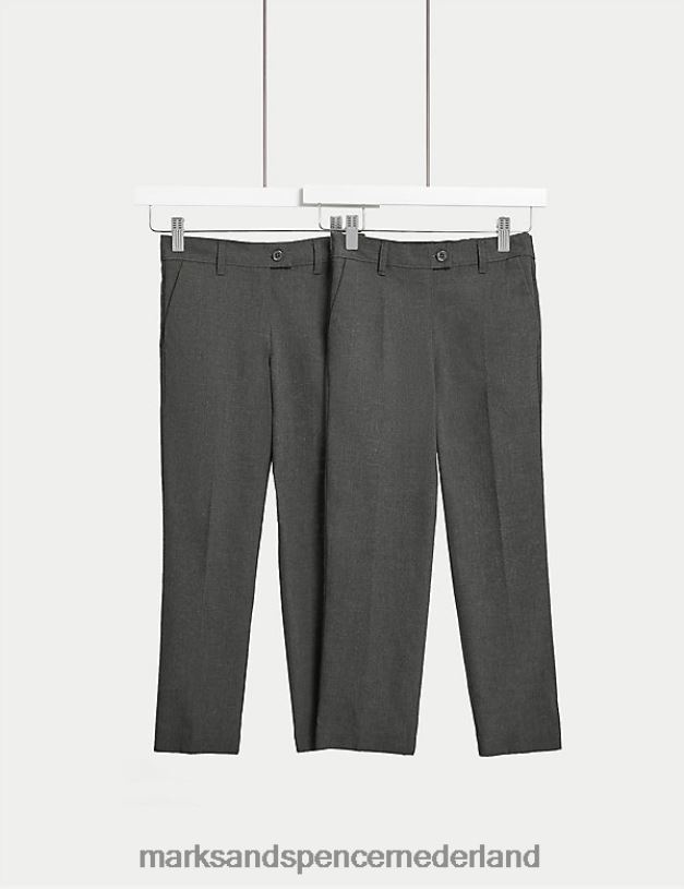 Marks & Spencer kinderen 2-delige schoolbroek met smalle pijpen grijs kleding N8VZP9217