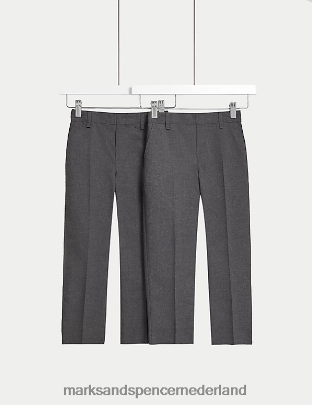 Marks & Spencer kinderen Gemakkelijk aan te trekken schoolbroek van 2 stuks grijs kleding N8VZP8270