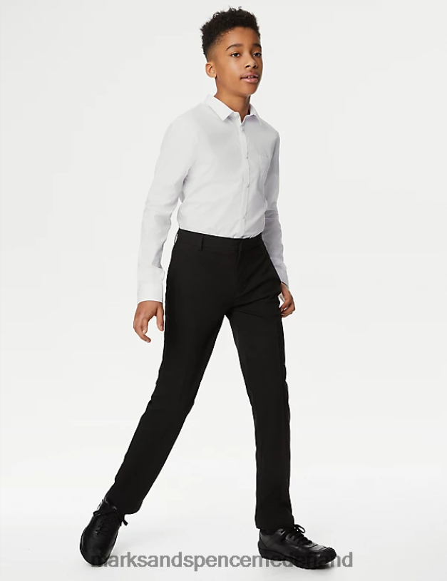 Marks & Spencer kinderen Schoolbroek met smalle pijpen en taille zwart kleding N8VZP8457