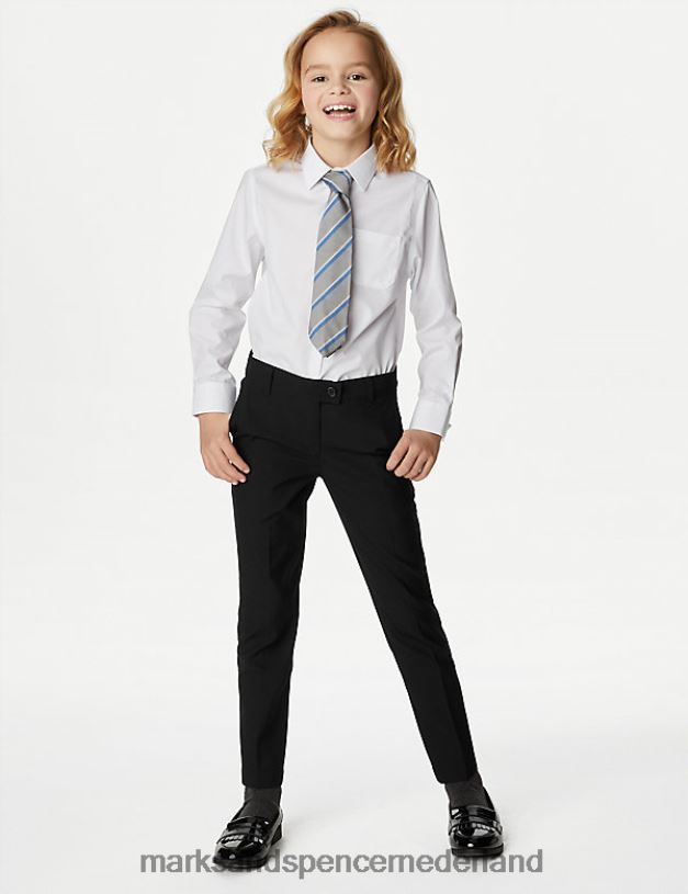 Marks & Spencer kinderen school 2pk langere broek met slanke pijpen zwart kleding N8VZP8977