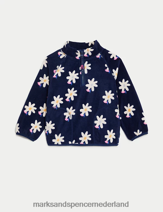 Marks & Spencer kinderen Fleece top met bloemenrits indigo-mix kleding N8VZP9213