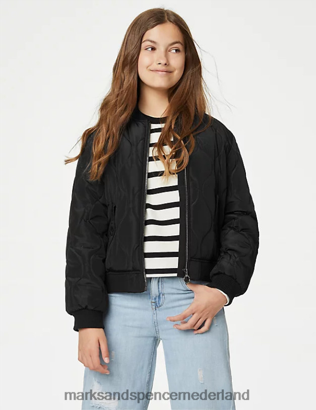 Marks & Spencer kinderen gewatteerde stormwear-bommenwerper zwart kleding N8VZP9365