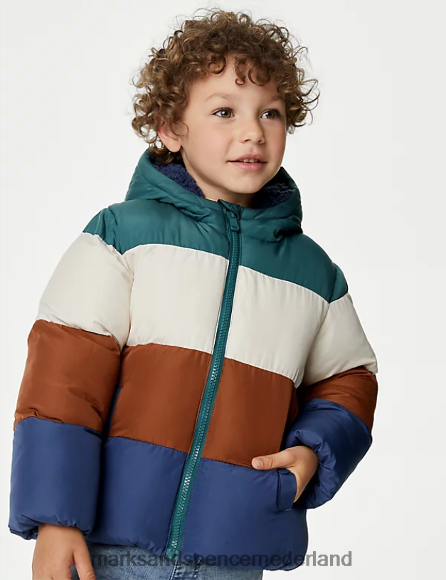 Marks & Spencer kinderen stormwear gewatteerde jas met borgvoering multi kleding N8VZP8033