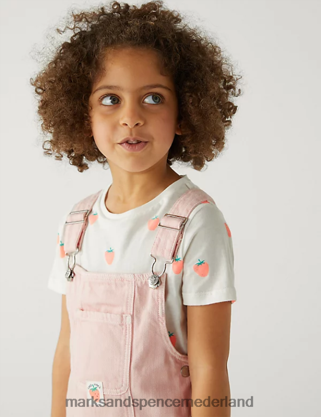 Marks & Spencer kinderen 2-delige katoenrijke aardbeienoutfit roze kleding N8VZP9460