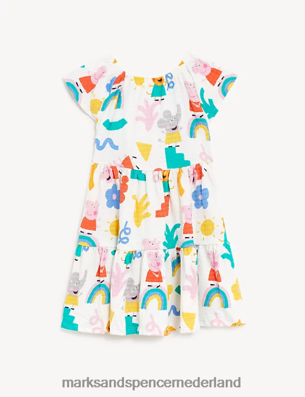 Marks & Spencer kinderen Katoenrijke peppa pig-jurk met laagjes multi kleding N8VZP9053