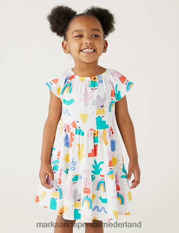 Marks & Spencer kinderen Katoenrijke peppa pig-jurk met laagjes multi kleding N8VZP9053