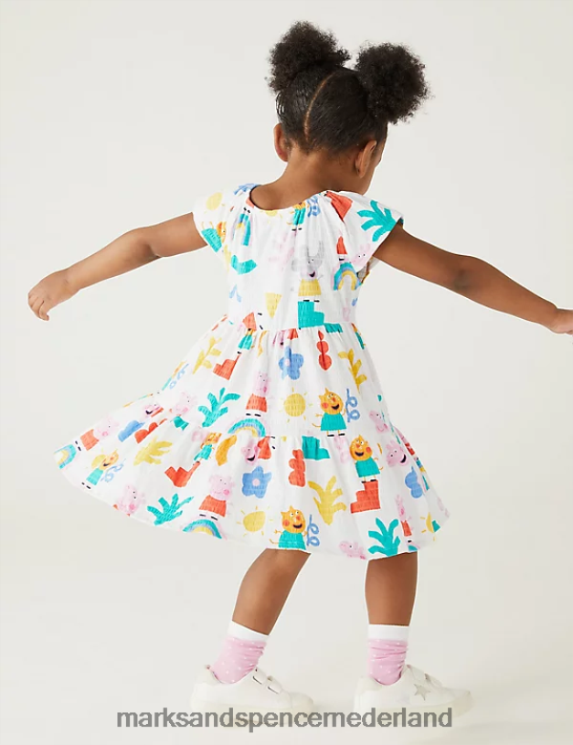 Marks & Spencer kinderen Katoenrijke peppa pig-jurk met laagjes multi kleding N8VZP9053