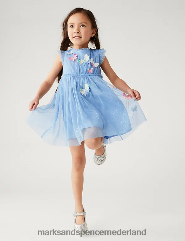 Marks & Spencer kinderen Tule jurk met vlinderapplicaties blauw kleding N8VZP9177