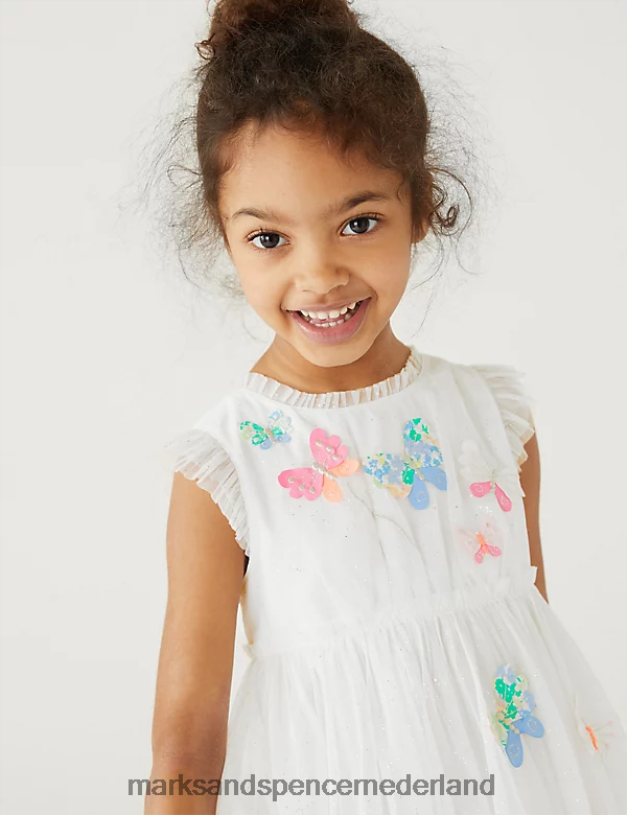 Marks & Spencer kinderen Tule jurk met vlinderapplicaties wit kleding N8VZP8907