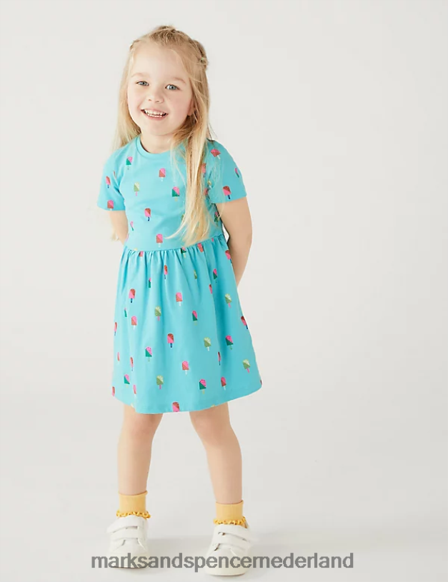 Marks & Spencer kinderen ijsjurk van puur katoen aquatisch kleding N8VZP9251
