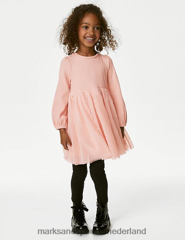 Marks & Spencer kinderen katoenrijke glitter tule jurk lichtroze kleding N8VZP9435