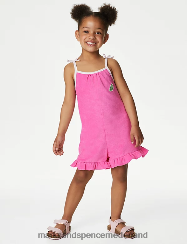 Marks & Spencer kinderen katoenrijke, limoenkleurige playsuit roze kleding N8VZP9205