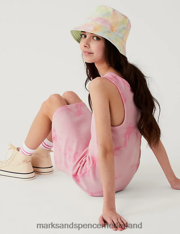 Marks & Spencer kinderen katoenrijke tie-dye jurk roze kleding N8VZP9689