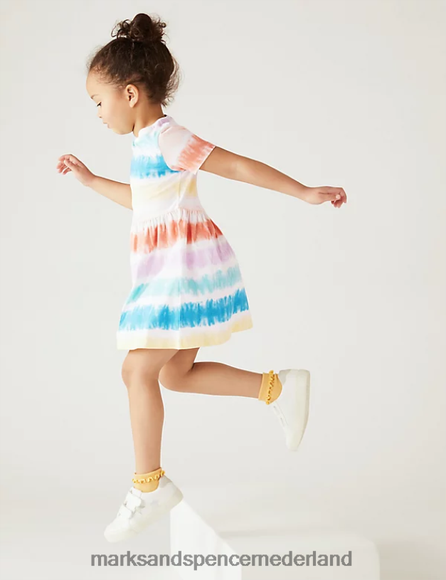 Marks & Spencer kinderen tie-dye jurk van zuiver katoen multi kleding N8VZP9112