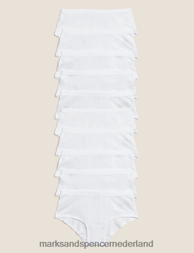 Marks & Spencer kinderen 10pk katoenrijk met stretchshorts wit kleding N8VZP9623
