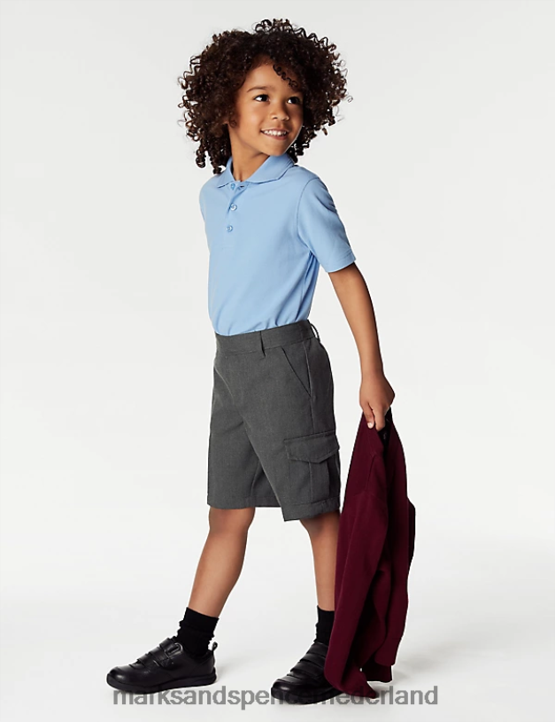 Marks & Spencer kinderen 2 stuks cargo-schoolshorts met plus taille grijs kleding N8VZP8585