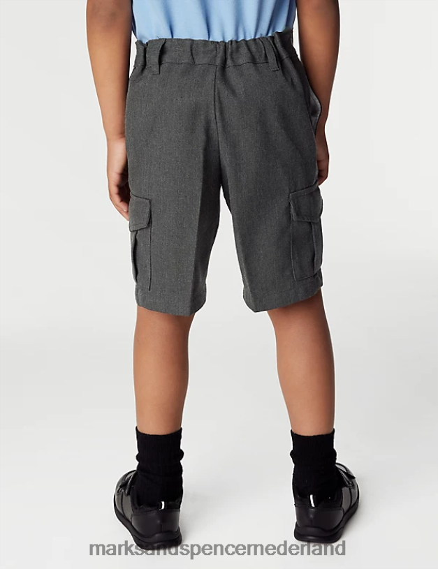 Marks & Spencer kinderen 2 stuks cargo-schoolshorts met plus taille grijs kleding N8VZP8585