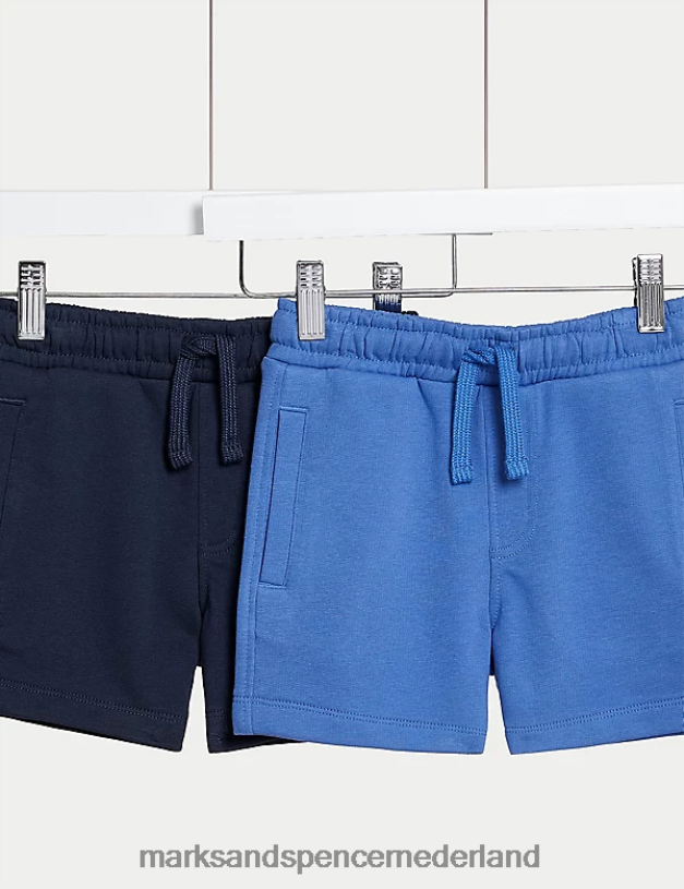 Marks & Spencer kinderen 2 stuks katoenrijke shorts marineblauw kleding N8VZP7798