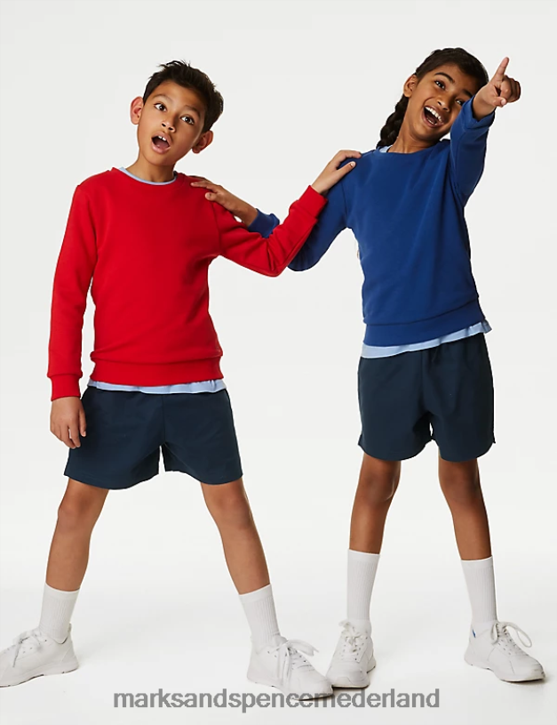 Marks & Spencer kinderen 2 stuks puur katoenen schoolshorts marine kleding N8VZP8906