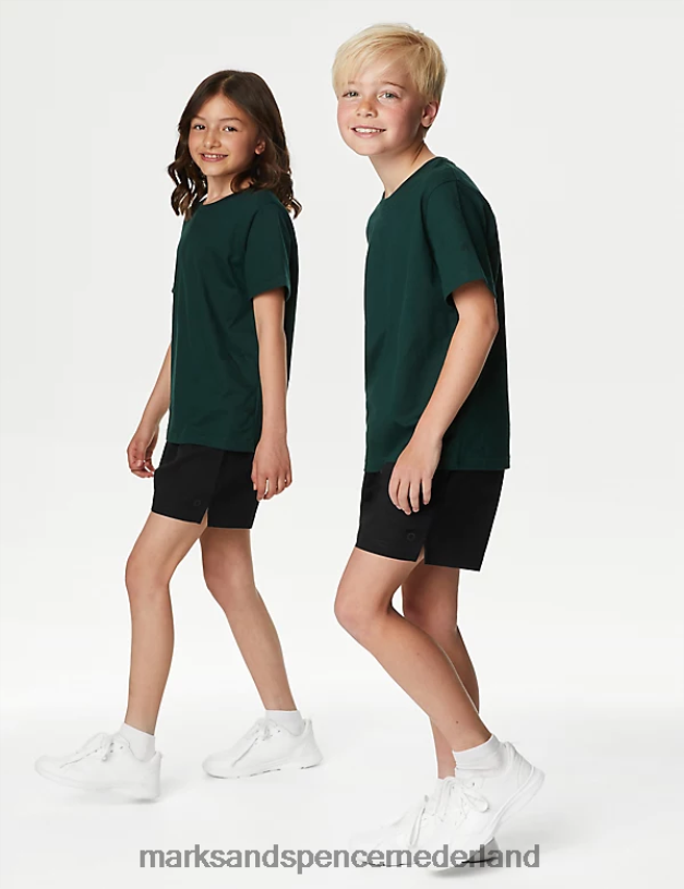 Marks & Spencer kinderen 2 stuks puur katoenen schoolshorts zwart kleding N8VZP8628