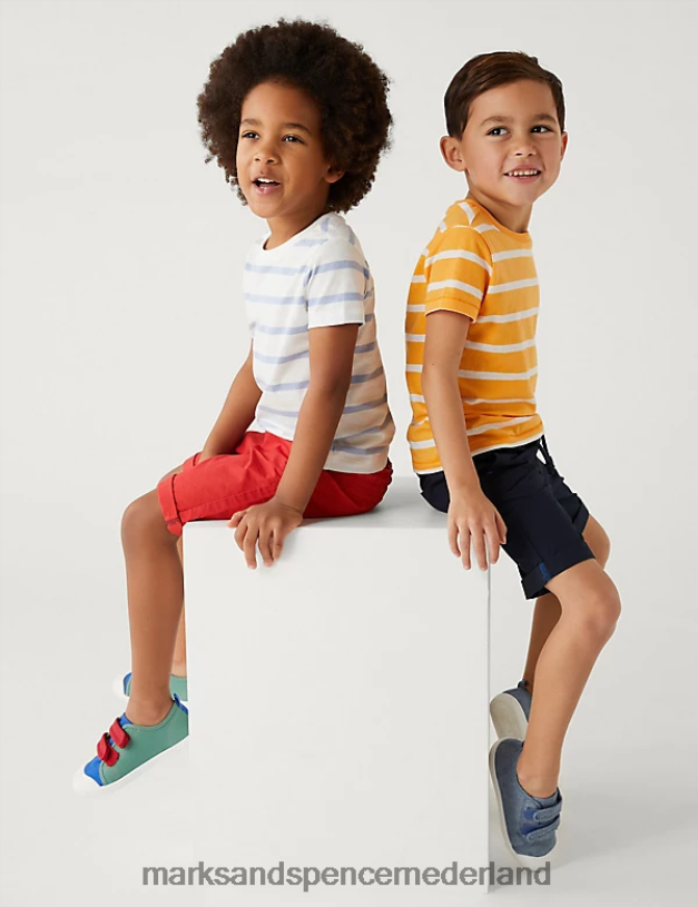 Marks & Spencer kinderen 2 stuks puur katoenen shorts marine mix kleding N8VZP8472