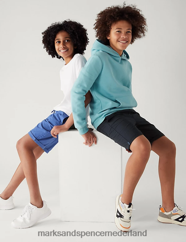 Marks & Spencer kinderen 2 stuks puur katoenen shorts marine mix kleding N8VZP8692