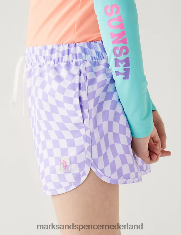 Marks & Spencer kinderen dambord zwembroek lila mix kleding N8VZP9744