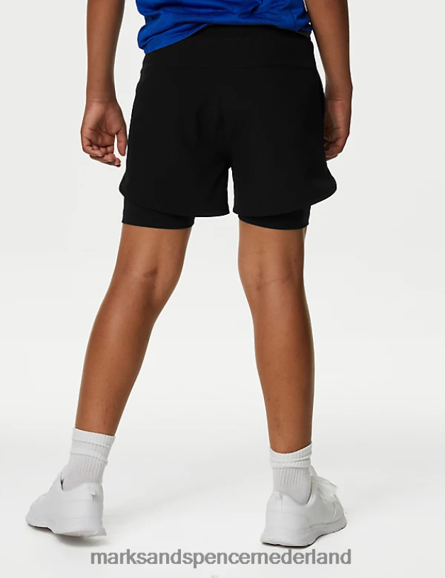Marks & Spencer kinderen dubbellaagse sportshort zwart kleding N8VZP8075