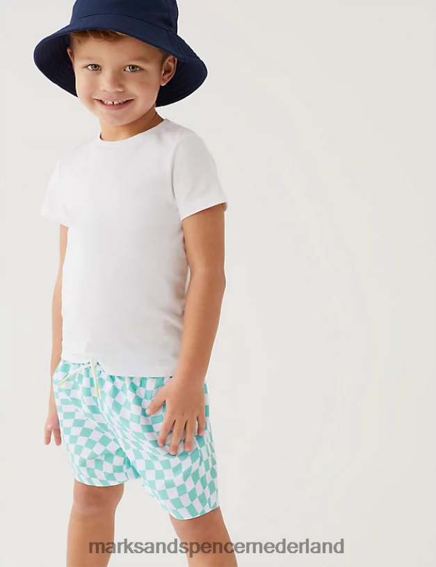 Marks & Spencer kinderen geruite zwemshort helder aqua kleding N8VZP8305
