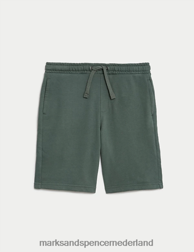 Marks & Spencer kinderen katoenrijke korte broek donkere salie kleding N8VZP8871