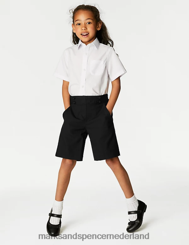 Marks & Spencer kinderen schoolshort met knopen aan de voorkant zwart kleding N8VZP9385