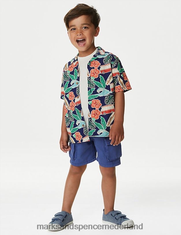Marks & Spencer kinderen camperoverhemd van puur katoen marine mix kleding N8VZP8182