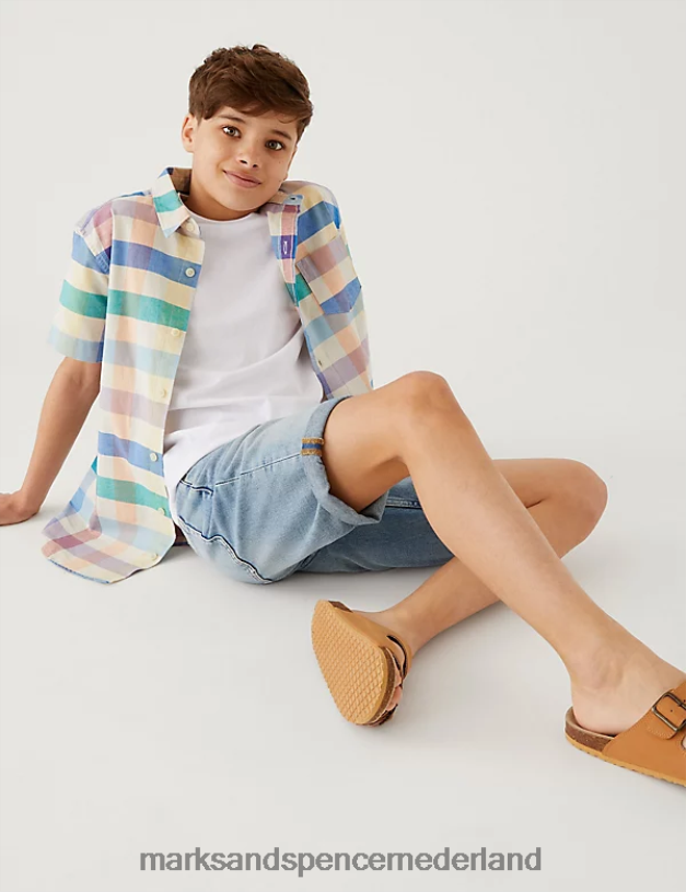 Marks & Spencer kinderen geruit overhemd van puur katoen multi kleding N8VZP7933