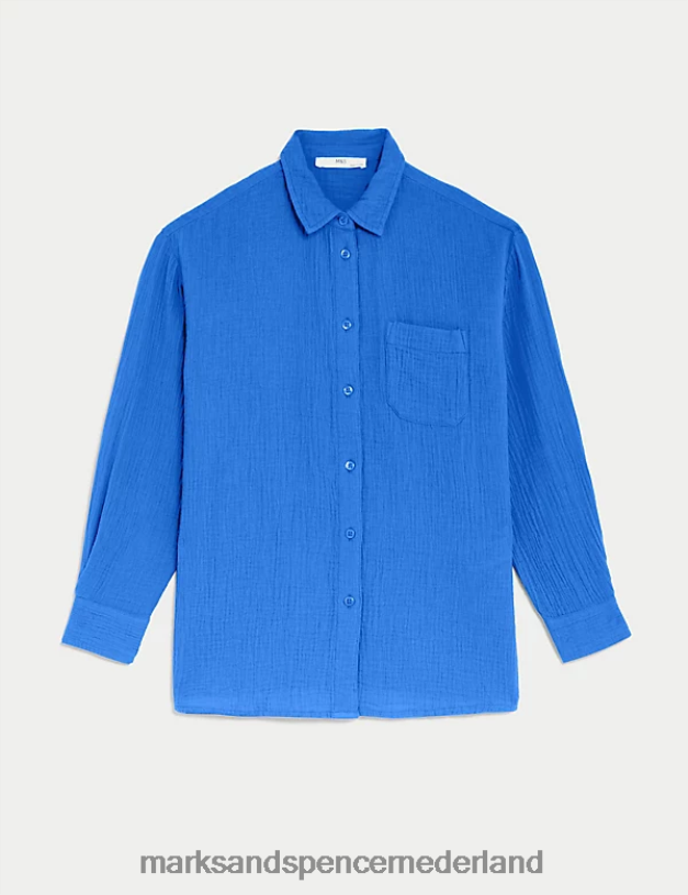 Marks & Spencer kinderen overhemd van puur katoen blauw kleding N8VZP8750