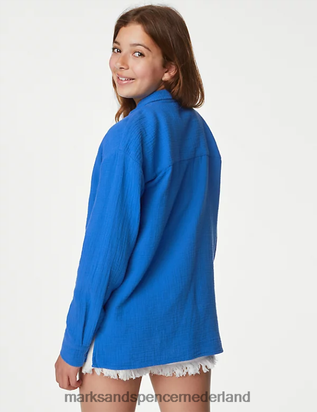 Marks & Spencer kinderen overhemd van puur katoen blauw kleding N8VZP8750