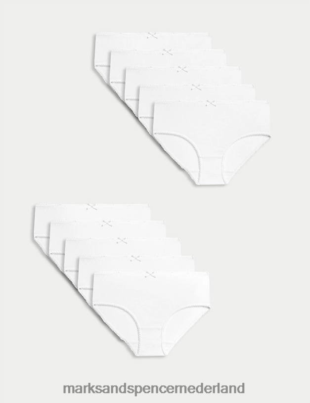 Marks & Spencer kinderen 10 stuks puur katoenen slipjes wit kleding N8VZP9597