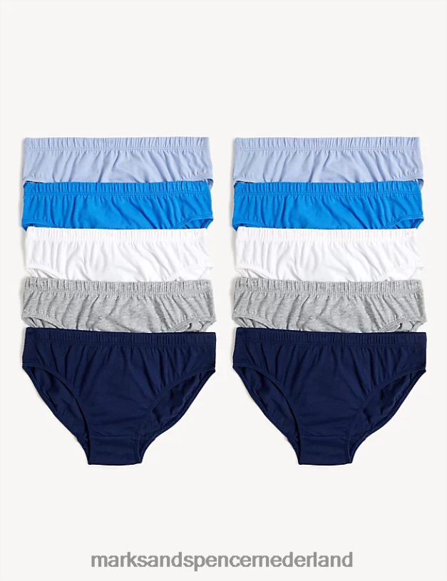 Marks & Spencer kinderen 10 stuks puur katoenen slips blauw mengsel kleding N8VZP8027