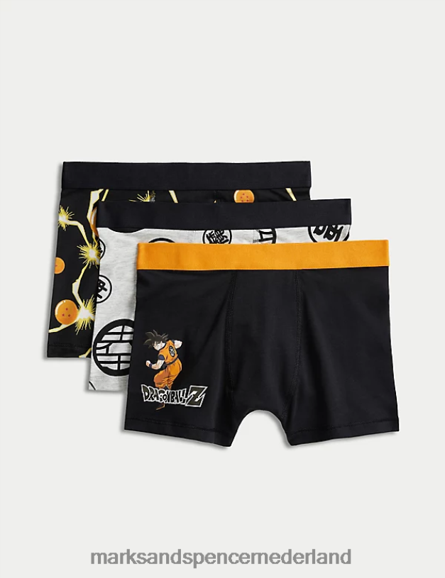 Marks & Spencer kinderen 3 stuks katoenrijke Dragonball Z-boxers zwarte mix kleding N8VZP7884