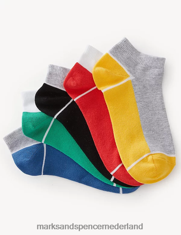 Marks & Spencer kinderen 5 stuks katoenen, rijke gekleurde sneakervoeringen multi kleding N8VZP8097