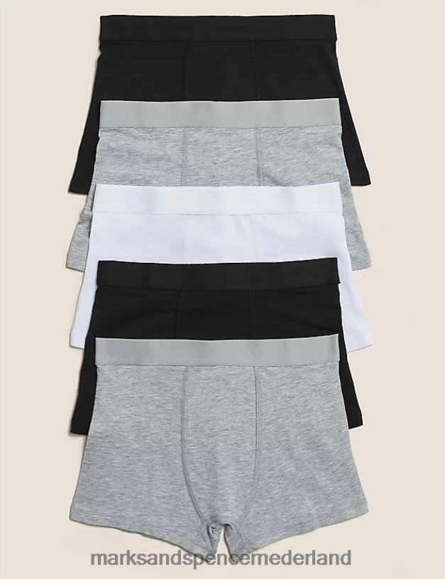 Marks & Spencer kinderen 5 stuks katoenrijke trunks zwart kleding N8VZP8353