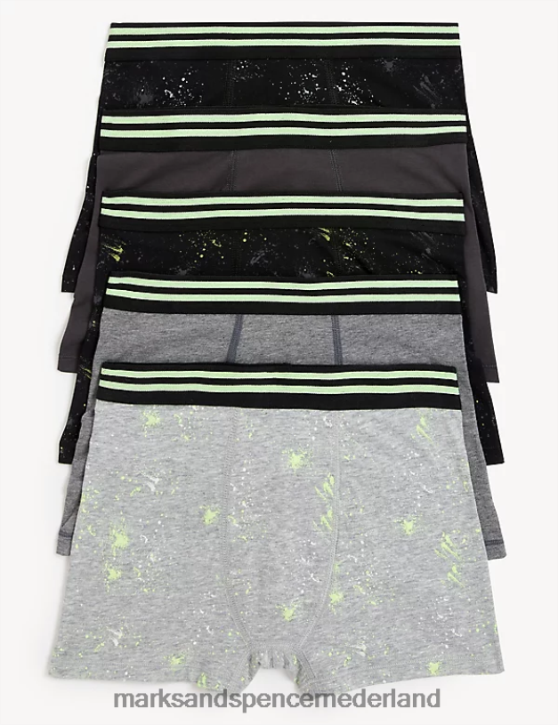 Marks & Spencer kinderen 5 stuks katoenrijke verfspattenkoffers zwarte mix kleding N8VZP8520