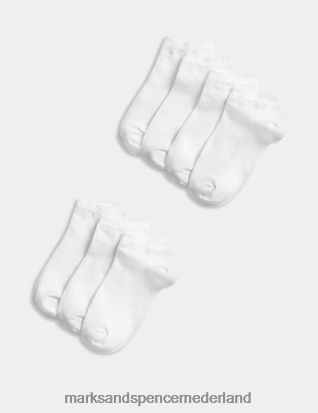 Marks & Spencer kinderen 7 stuks katoenrijke sneakervoeringen wit kleding N8VZP8337
