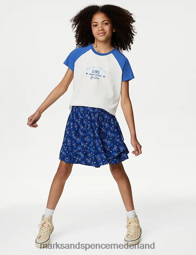 Marks & Spencer kinderen rok met batikprint blauw kleding N8VZP8981