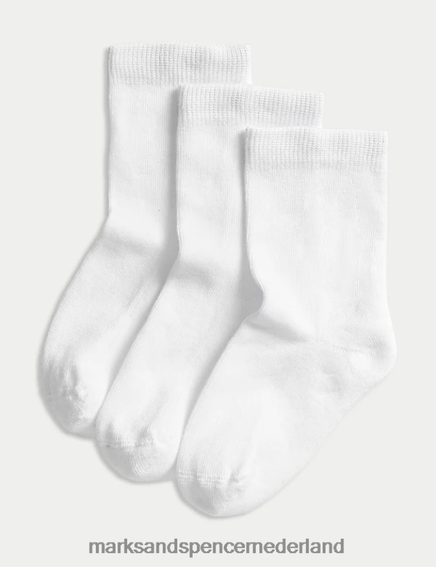 Marks & Spencer kinderen 3 stuks ultiem comfortsokken wit kleding N8VZP8151