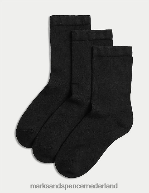 Marks & Spencer kinderen 3 stuks ultiem comfortsokken zwart kleding N8VZP8566