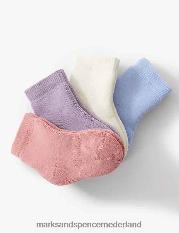 Marks & Spencer kinderen 4 paar badstof sokken multi kleding N8VZP9407